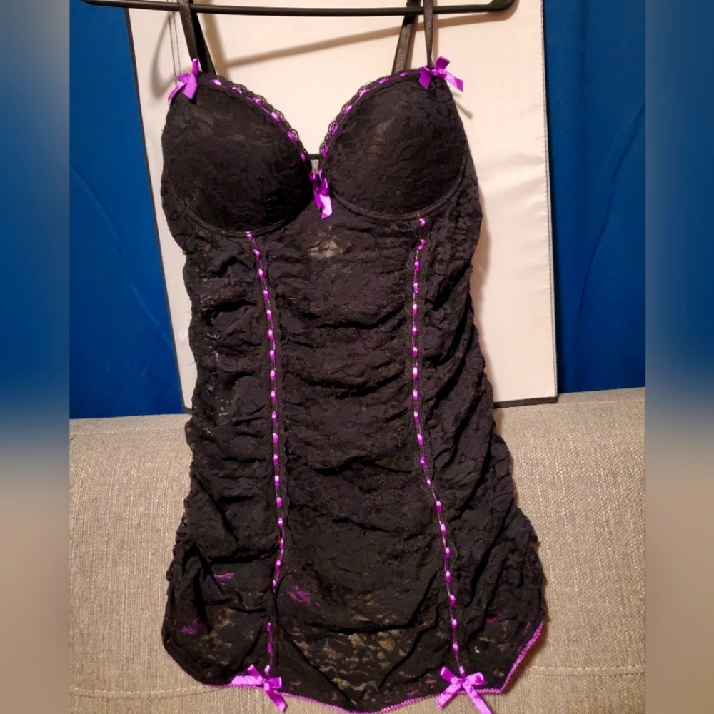 Spencer's Body Rage Intimates Lingerie, Black and Purple